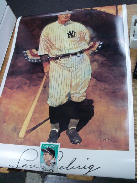 1989 USPS Lou Gehrig Postage Stamp Poster