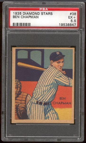 1935 Diamond Stars Bb- #38 Ben Chapman, Yankees – PSA Ex+ 5.5