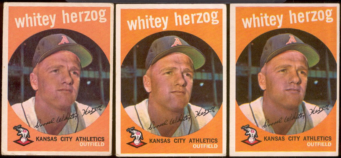 1959 Topps #392 Whitey Herzog Kansas City Athletics Baseball Card EX+