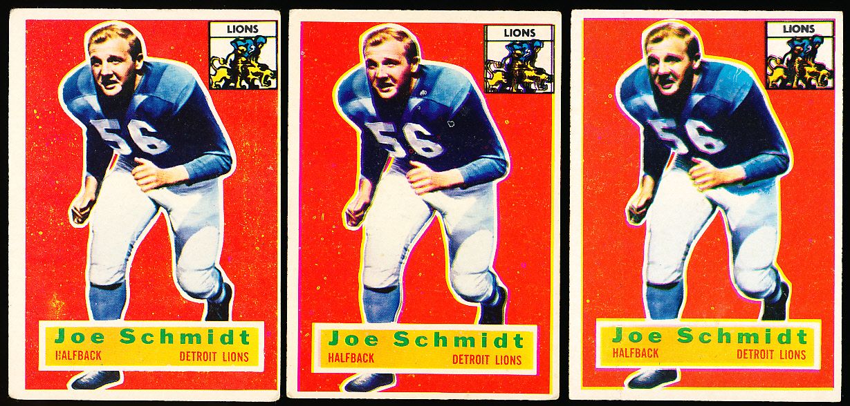 Lot Detail - 1956 Topps Football- #44 Joe Schmidt, Lions RC- 3 Cards