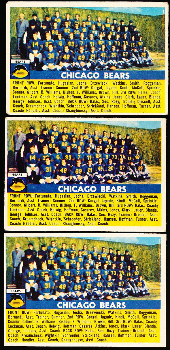 Lot Detail - 1956 Topps Football- #119 Chicago Bears- 3 Cards