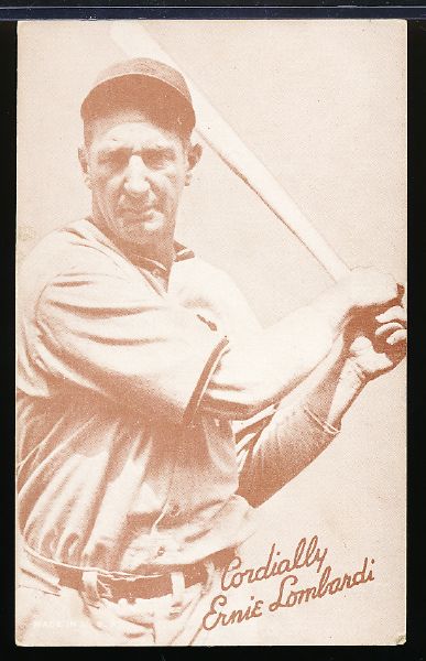 1939-46 Salutation Bb Exhibit- Ernie Lombardi (Cordially)