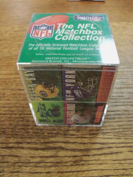 1990’s NFL Matchbox Collection Complete Set of 28 in Team Logo Boxes- Combustible!