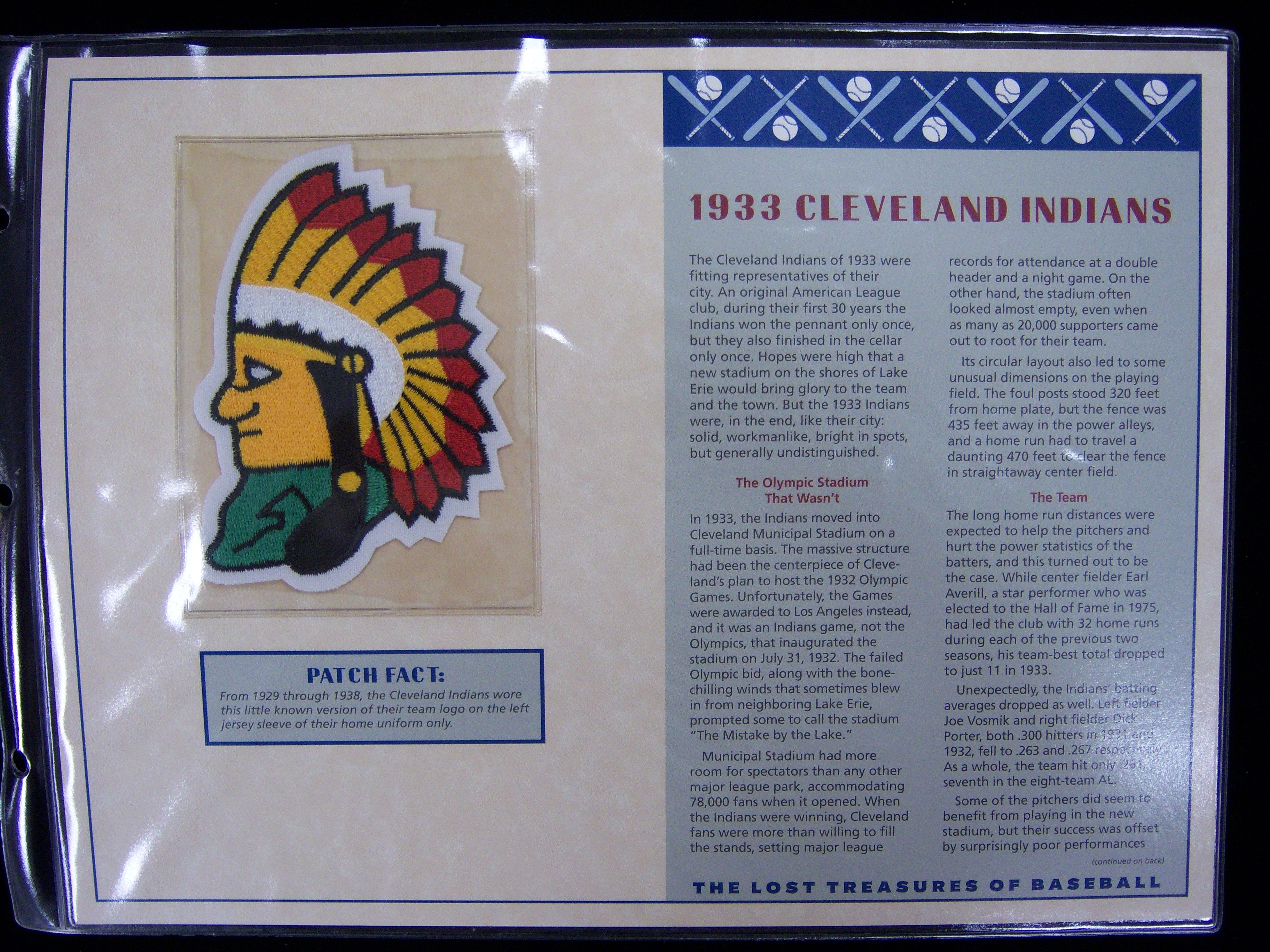 Lot Detail - Willabee & Ward 1933 Cleveland Indians Patch
