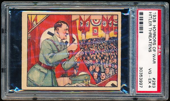 1938 Gum Inc. Horrors of War- #283 Hitler Threatens Force to Free Sudetens- PSA Vg-Ex 4 – Hi#!