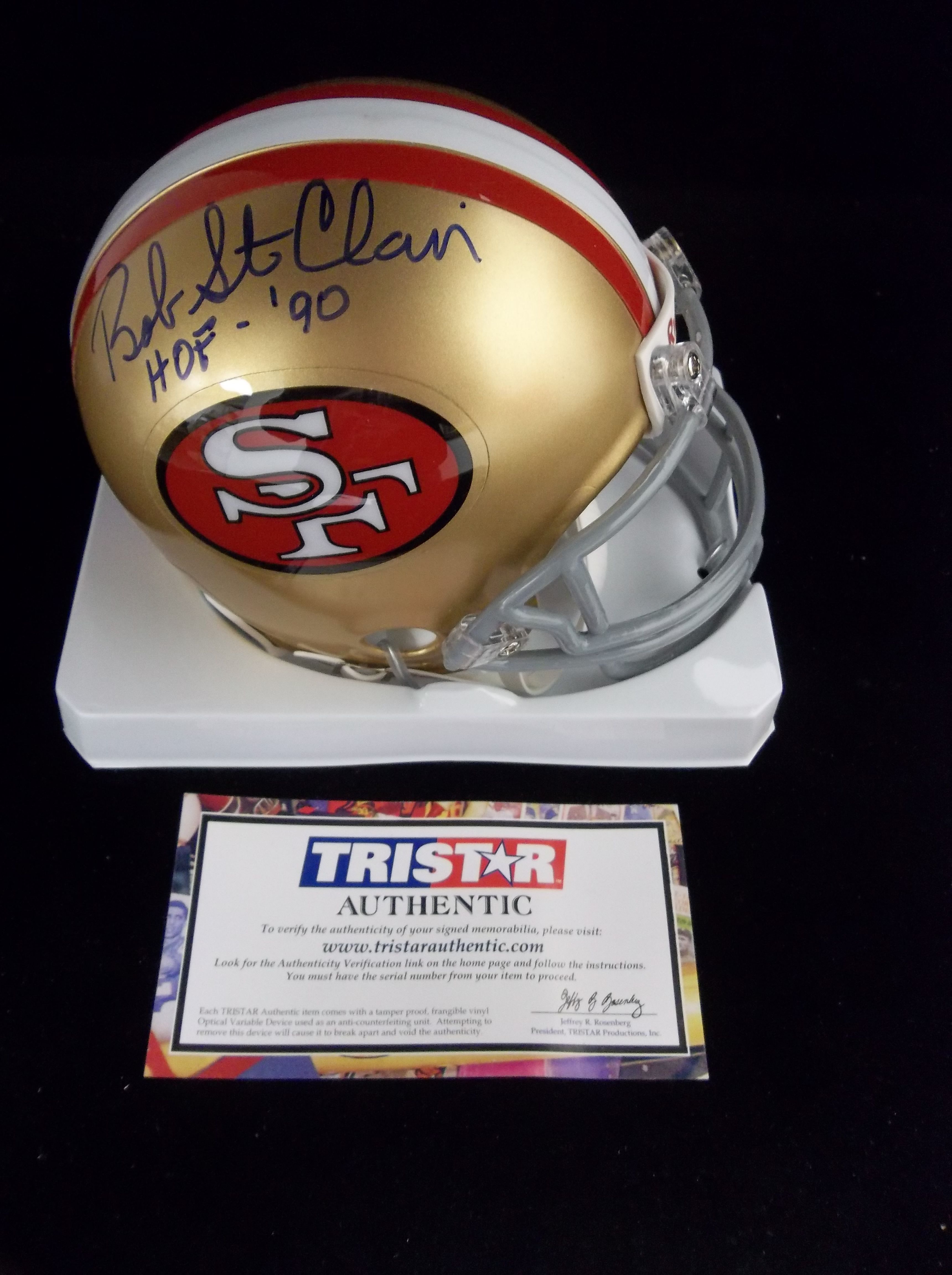 Lot Detail - Bob St. Clair Autographed Throwback San Francisco 49ers Ftbl.  Mini-Helmet- Tri-Star Authenticated