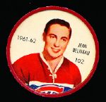 1961-62 Salada Hockey Coin- #102 Jean Beliveau, Montreal