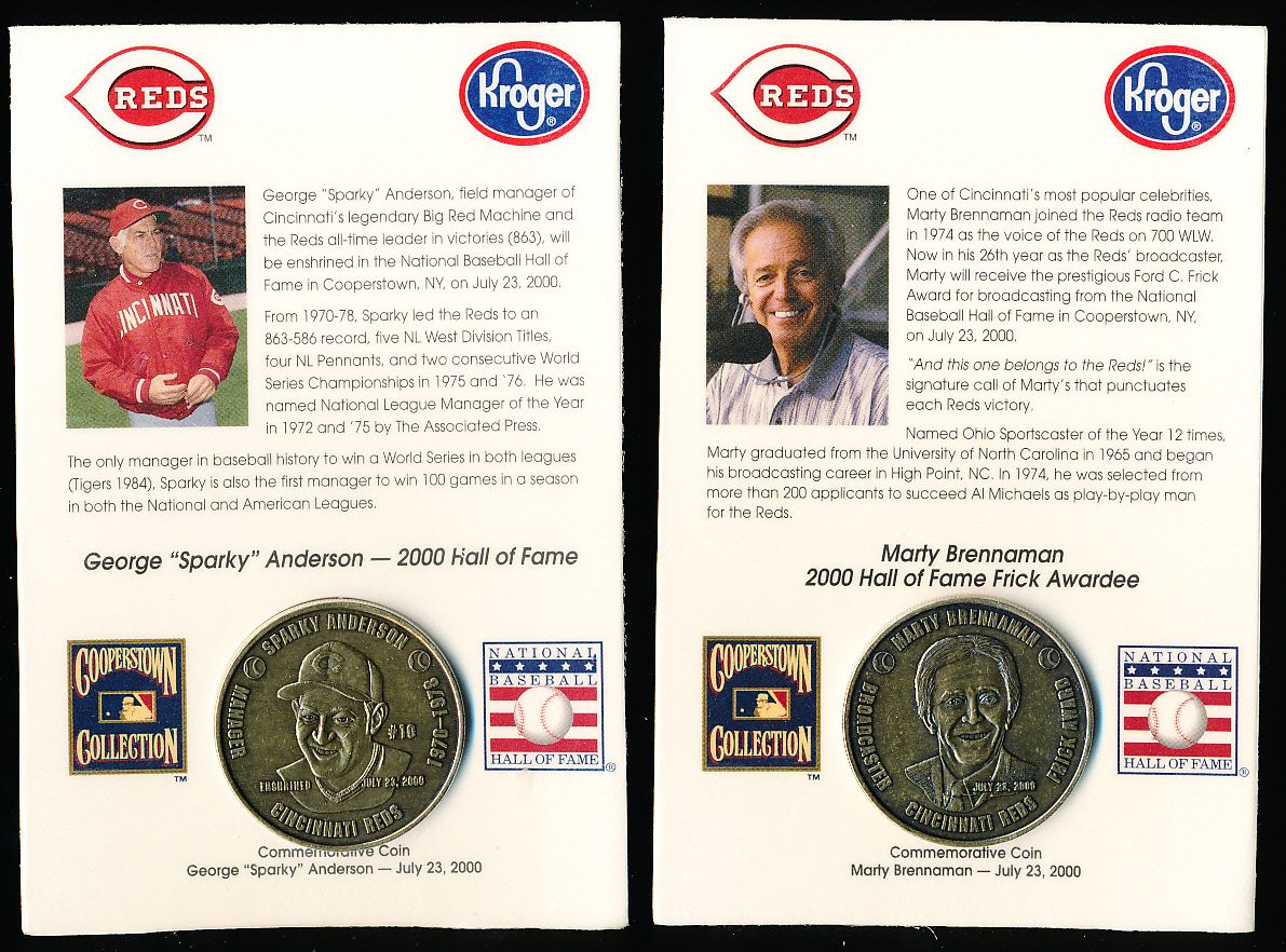 CINCINNATI REDS HALL OF FAME COINS MARTY BRENAMAN SPARKY ANDERSON