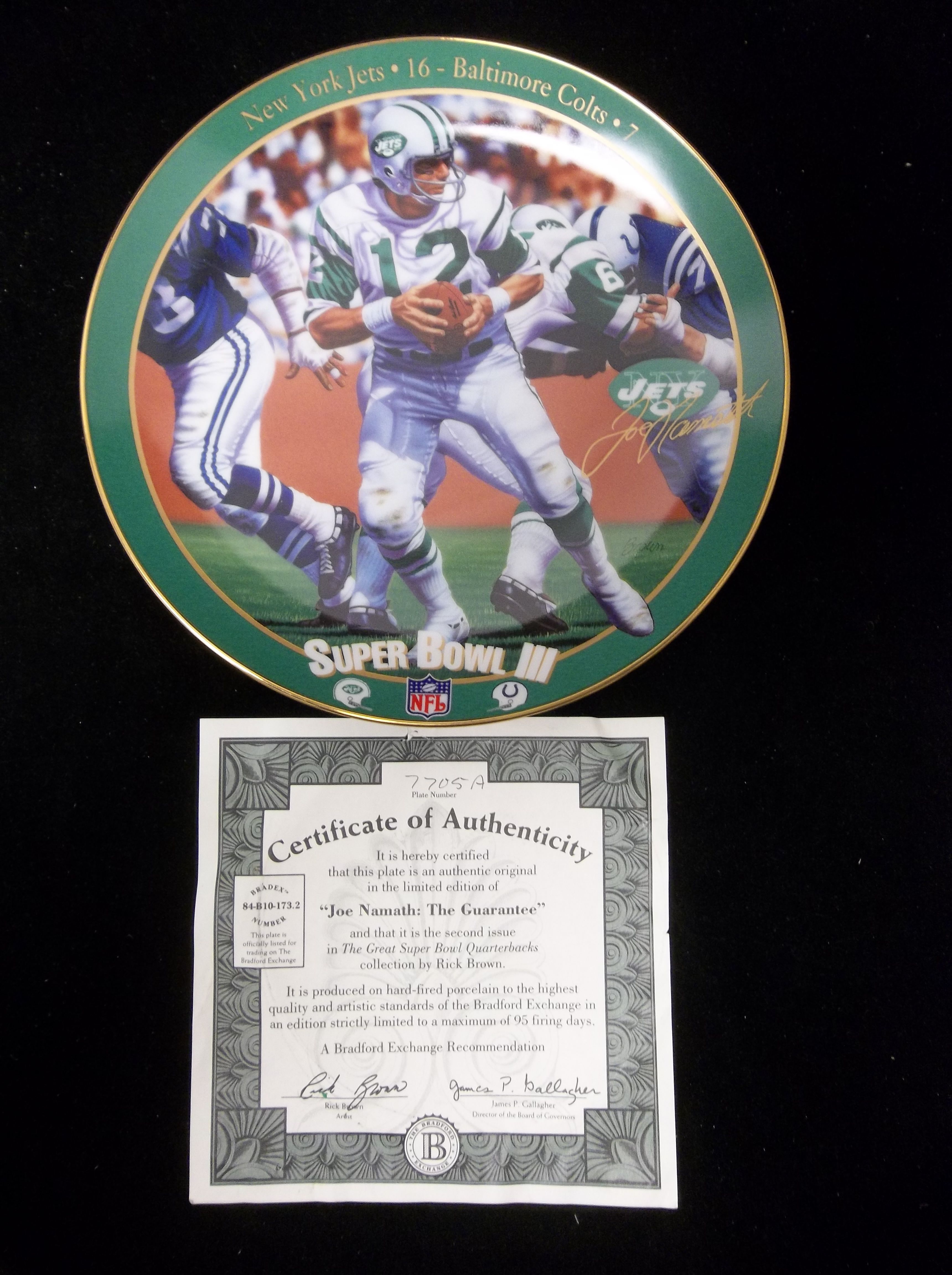 Joe Namath The Guarantee Plate Super Bowl III Great Quarterbacks