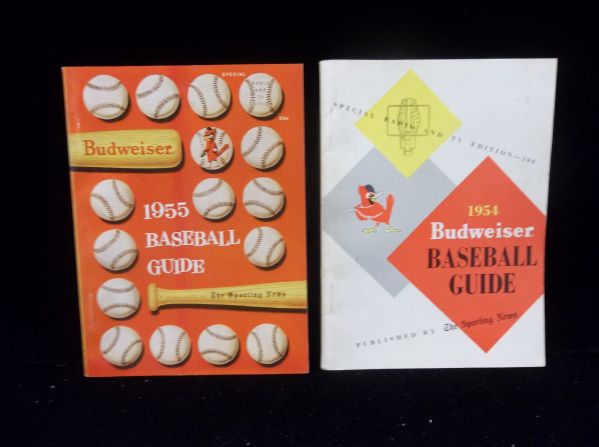 1954 and 1955 Budweiser Baseball Guides by The Sporting News (Special Radio and TV Edition)