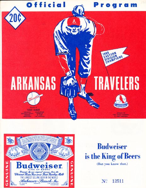 1969 Arkansas Travelers Baseball Program with 8 x 10 Color Team Picture