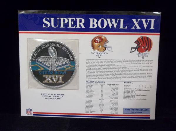 Willabee & Ward Super Bowl XVI Official NFL Patch- 49ers 26, Bengals 21