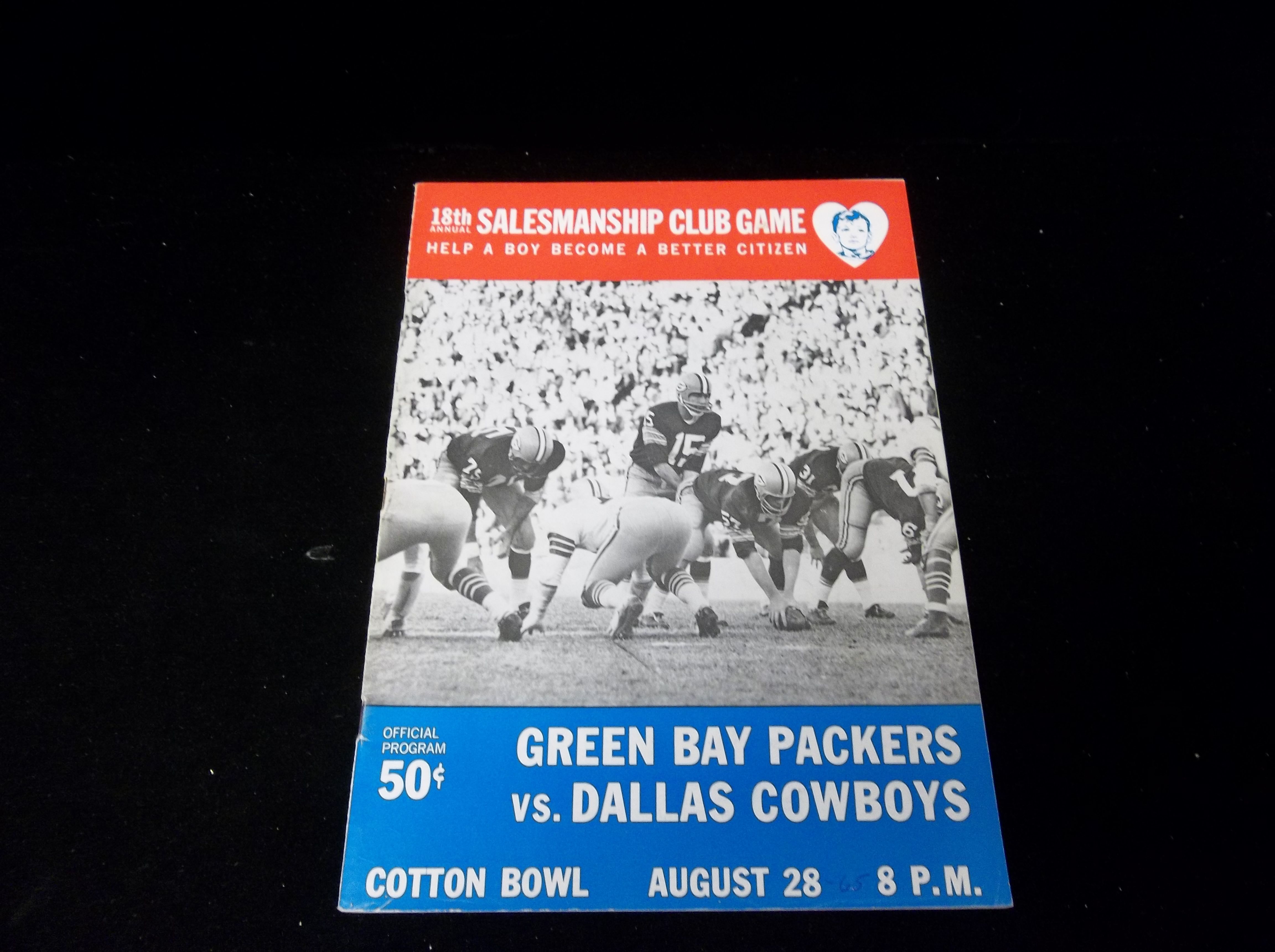 1965 Packers Dallas Cowboys Ticket Stub August 28, 1965 SALESMANSHIP CLUB