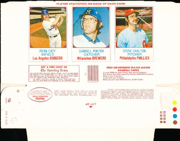 1975 Hostess King Dons Flat Boxes- #61 Cey/ #62 Porter/ #63 Carlton- 3 Boxes