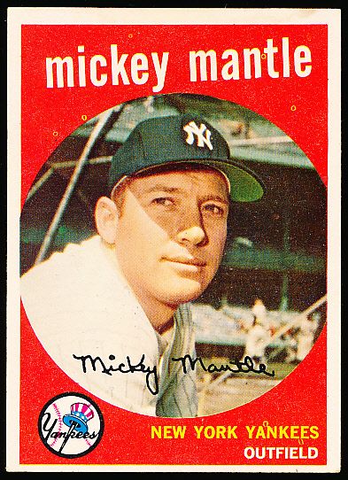 1959 Topps Baseball Card #10 Mickey Mantle New York Yankees