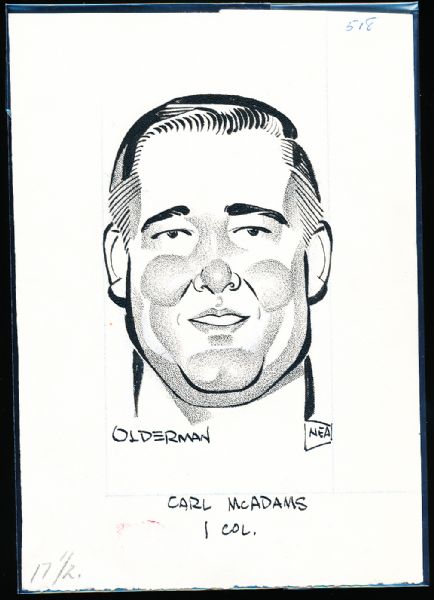 Murray Olderman Original Drawing- Carl McAdams, Football