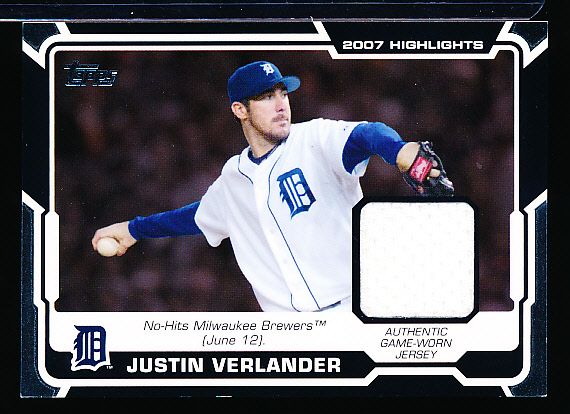 Justin Verlander Game Worn Jersey Baseball Card