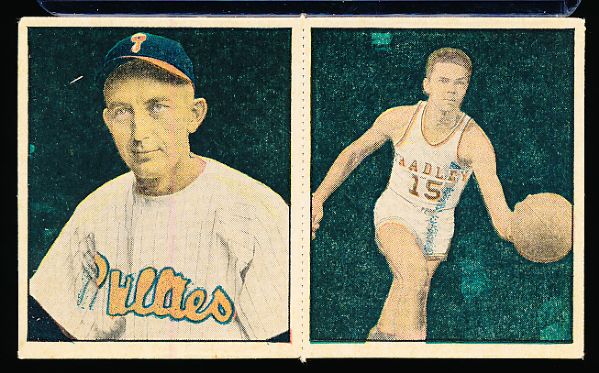 1951 Berk Ross Panel- #3-9 Eddie Waitkus (Baseball)/#3-11 Paul Unruh (Basketball)