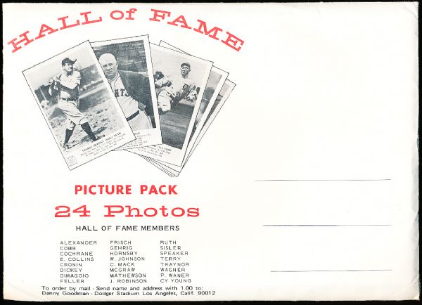 1970’s? Hall of Fame Picture Pack of 24  4-7/8” x 7-1/4” B & W Pictures with Original Envelope