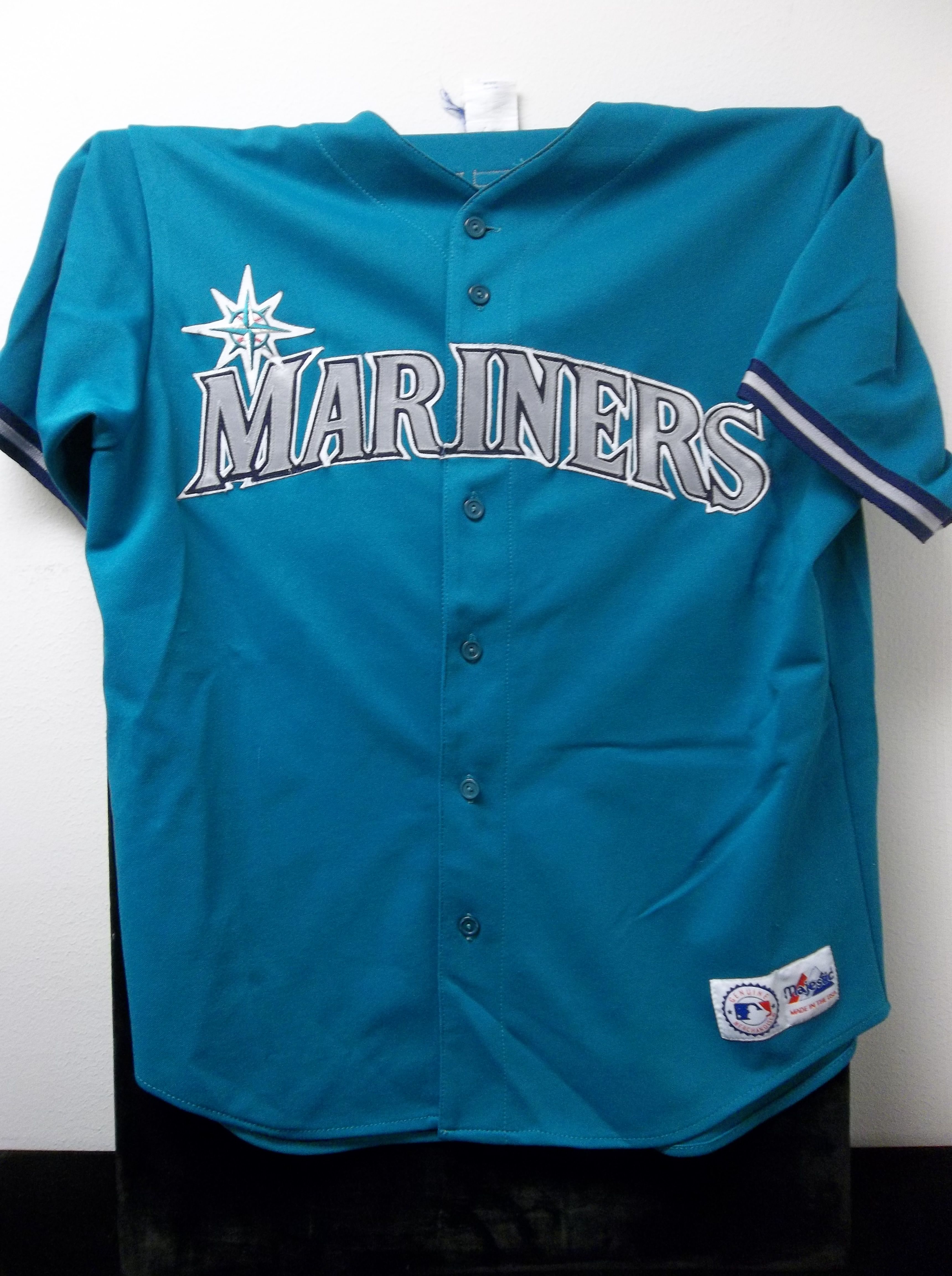 Lot Detail - Majestic Adult Large Seattle Mariners Ken Griffey Jr. #24  Authentic Replica Teal Jersey