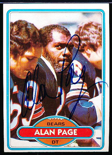 1980 Topps Ftbl. #205 Alan Page, Bears- Autographed