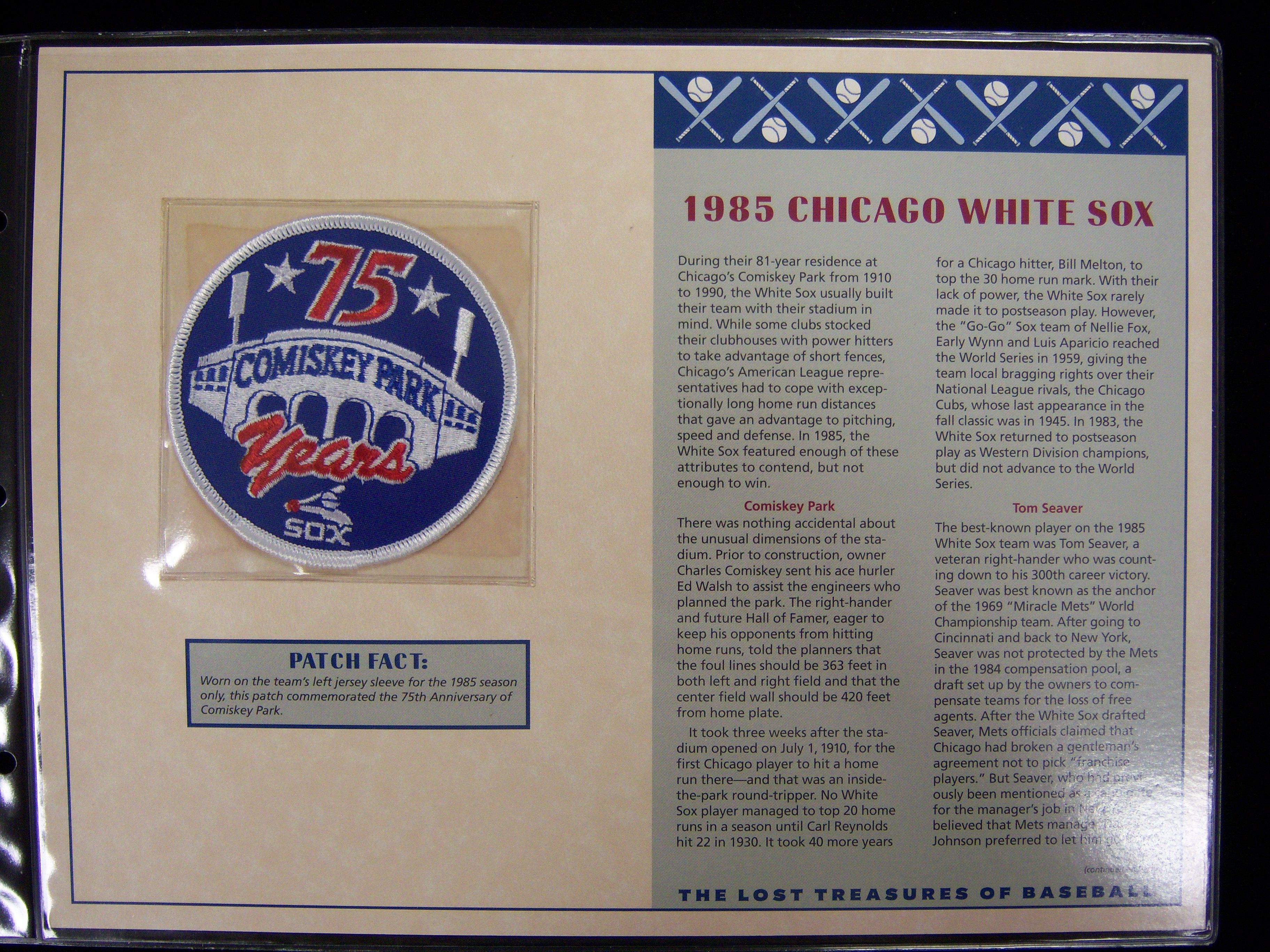 Chicago White Sox Comiskey Park 75 Year Anniversary Patch