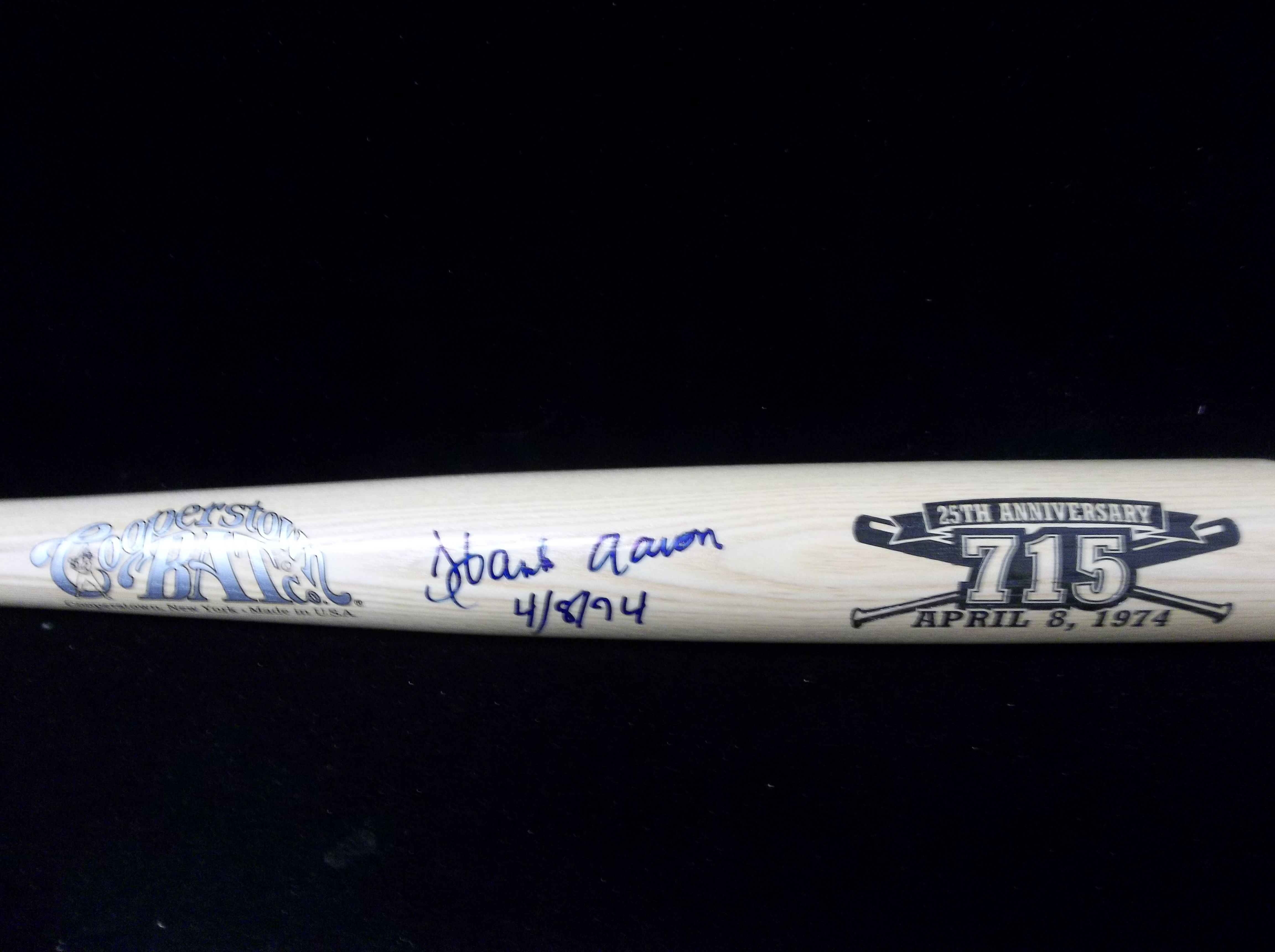 Lot Detail - 1999 Cooperstown Bat Autographed Hank Aaron 715 25th  Anniversary Bat