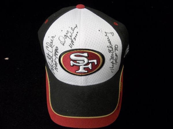 Hugh McElhenny, Bob St. Clair, and Dave Wilcox Autographed NFL Equipment San Francisco 49ers Hat