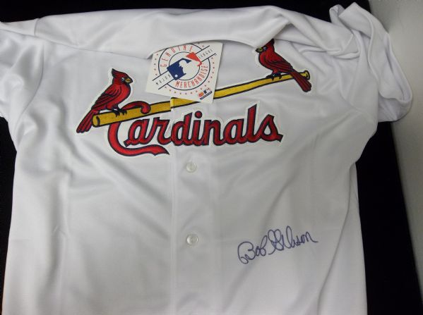 Bob Gibson Autographed Majestic Large St. Louis Cardinals Replica Jersey