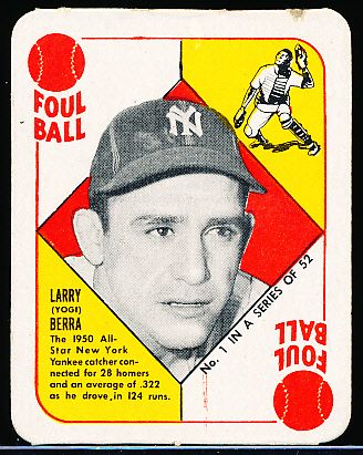 1951 Topps Baseball Red Backs- #1 Yogi Berra, Yankees