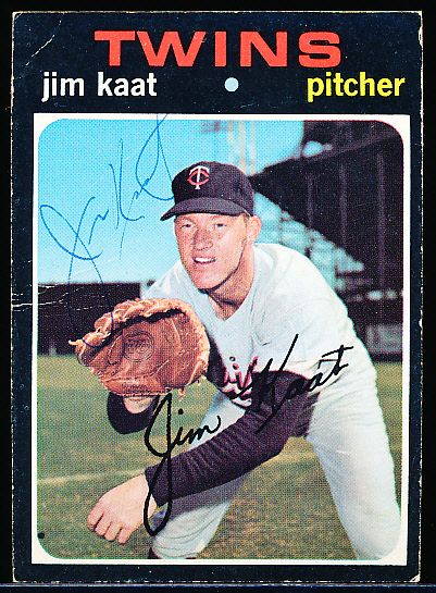 1971 Topps Bsbl. #245 Jim Kaat, Twins- Autographed