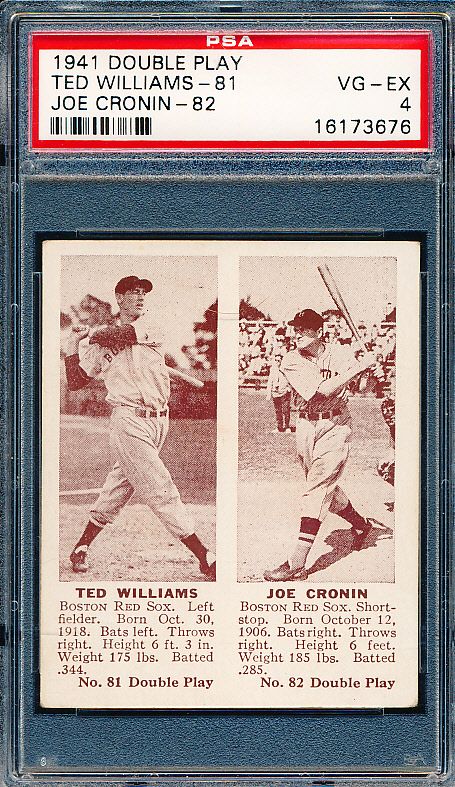 Lot Detail - 1941 Double Play Bb - #81 Ted Williams/#82 Joe Cronin (Red  Sox)- PSA Vg-Ex 4