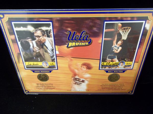 John Wooden and Bill Walton Autographed 11-3/4” x 16” UCLA Bskbl. Display Piece