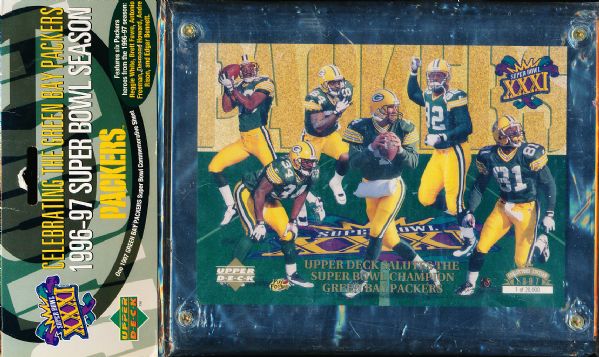 1997 Upper Deck Ftbl.- Green Bay Packers Super Bowl Champion Commemorative 7” x 5” Card- 20,000 Made