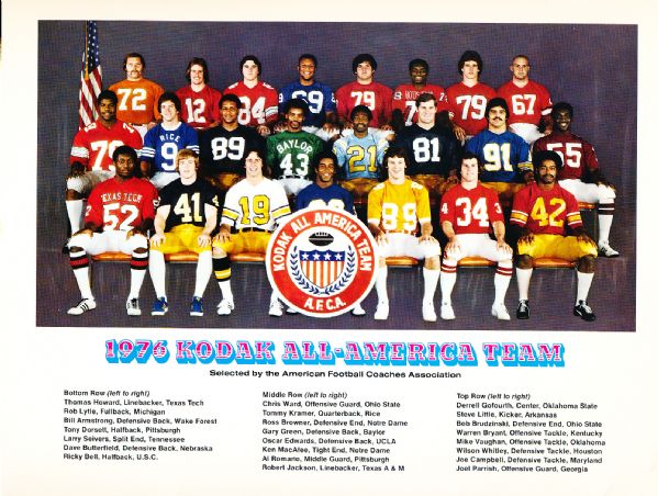 1976 Kodak All-American Ftbl. 8-½” x 11” Photo/Cardboard Stand-Up