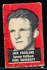 1950 Topps Fb Felts- Jack Friedlund, Duke- Red Felt