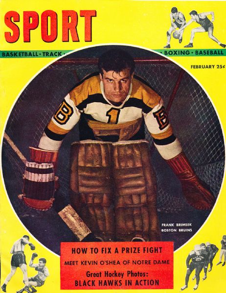 February 1948 Sport Magazine Hockey- Frank Brimsek, Bruins Cover