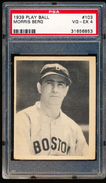 1939 Playball Bb- #103 Moe Berg, Red Sox- PSA Vg-Ex 4 