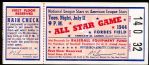 July 11, 1944 Major League Baseball All Star Game Ticket Stub with Rain Check @ Forbes Field