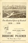 1939 Duquesne Pilsener Beer One Hundred Years of Baseball Softcover Publication