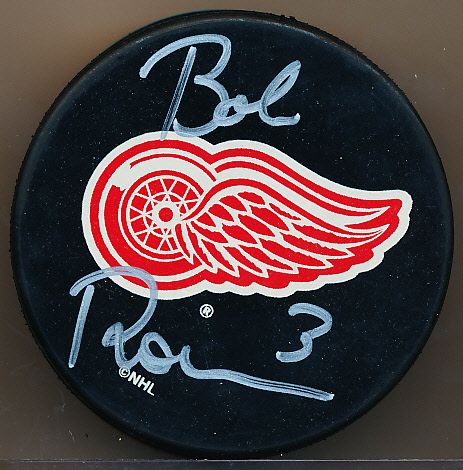 Bob Rouse Autographed Official In Glas Co. Detroit Red Wings Logo Hockey Puck