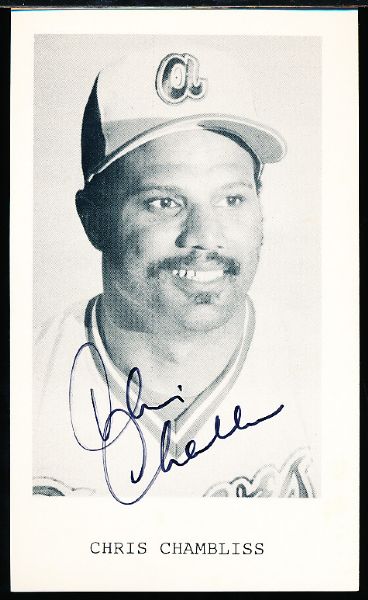 Chris Chambliss Autographed Atlanta Braves Team 3” x 5” Promotional Photo