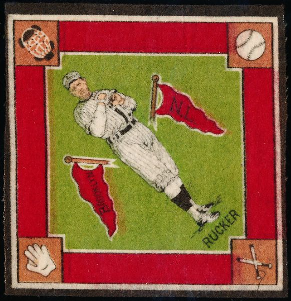 1914 B18 Baseball Blanket- Nap Rucker, Brooklyn- Green Infield Version