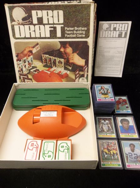 1974 Parker Brothers “Pro Draft” Board Game with Near Complete Set of Topps Football Cards (49 of 50 Cards)