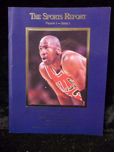 1992 “The Sports Report” Volume 1- Issue 1 Magazine with 18 Card Uncut Sheet Card Centerfold- Michael Jordan Cover