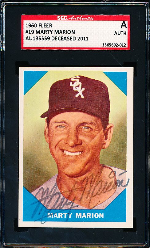 Lot Detail - 1960 Fleer Greats Bsbl. #19 Marty Marion, White Sox ...