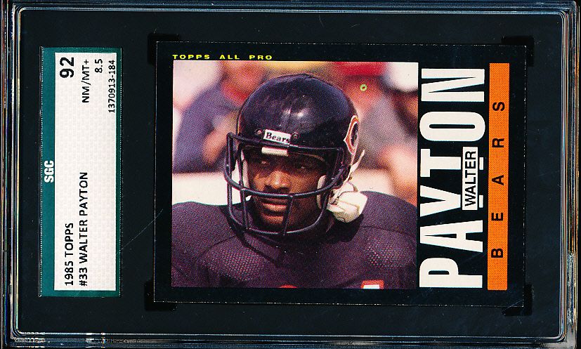 Lot Detail - 1985 Topps Football- #33 Walter Payton, Bears- SGC 92 (Nm/Mt+  8.5)