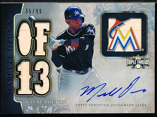 Lot Detail - 2014 Topps Triple Threads Bb- “Autographed Bats”- #155 Marcell  Ozuna, Marlins- #35/99