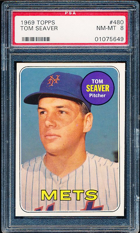 Lot Detail - 1969 Topps Baseball- #480 Tom Seaver, Mets- PSA Nm-Mt 8