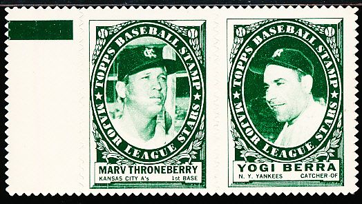 1961 Topps Bb Stamp Panel- Marv Throneberry/ Yogi Berra